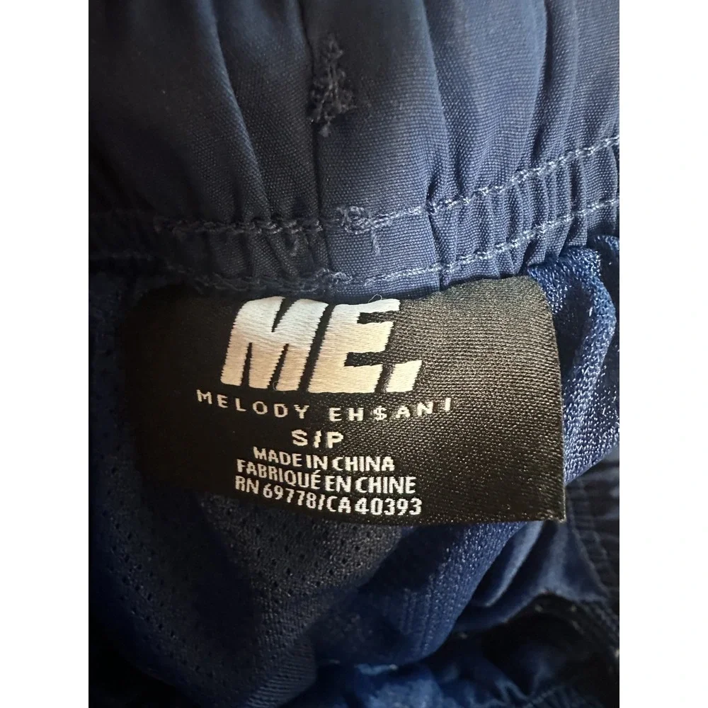 ME.‎ MELODY EHSANI BLUE WINDBREAKER PARACHUTE ANKLE ZIP BUTTERFLY PANTS EUC SZ S